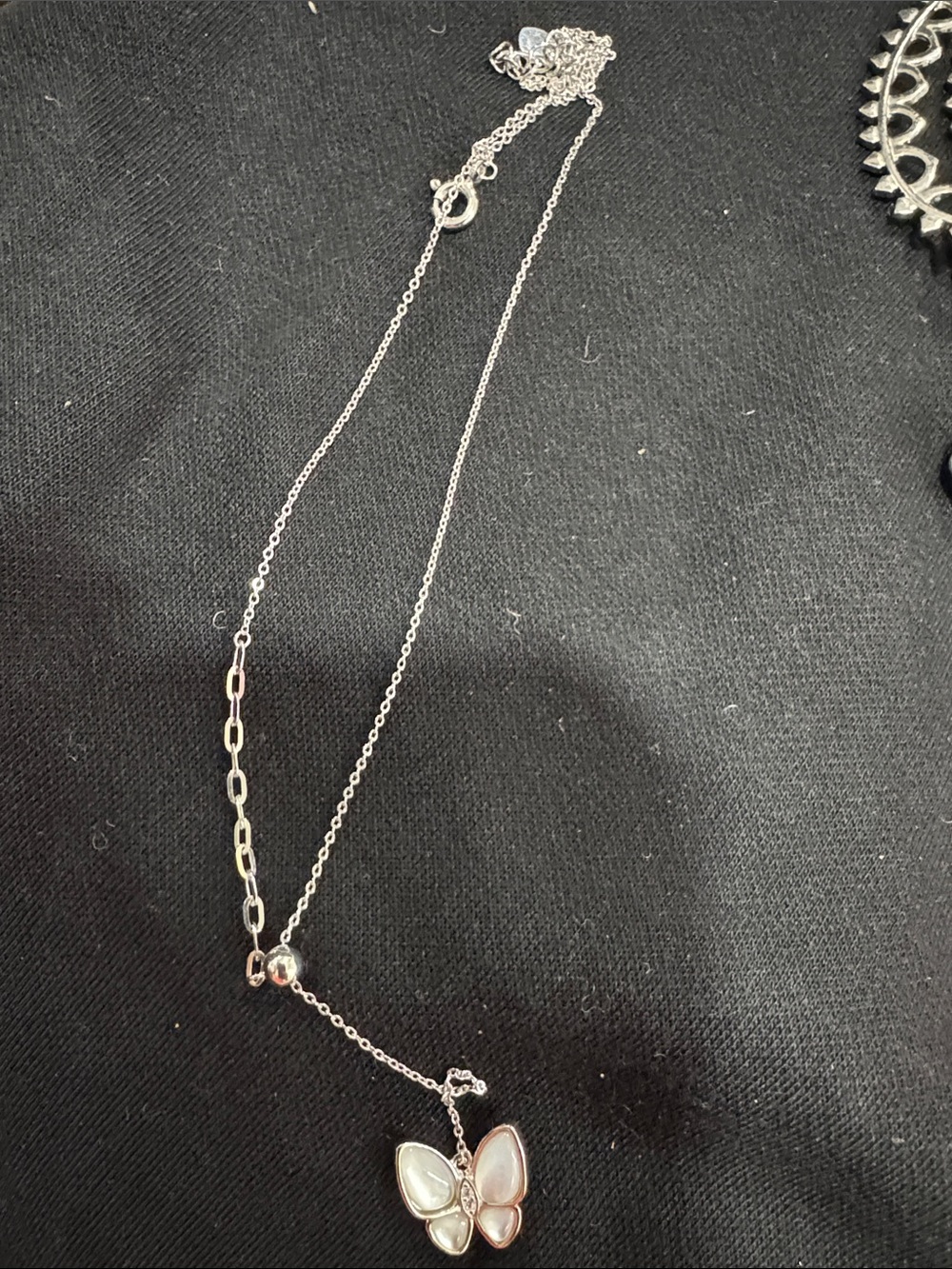 Sterling Silver Butterfly Pendant Necklace in White from Dubai